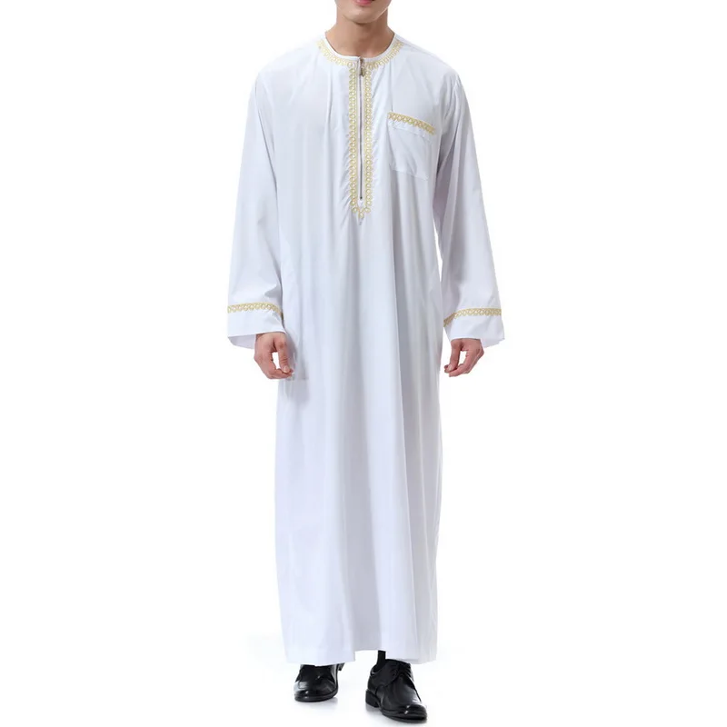 Новое поступление, солидное мужское мусульманское Макси-платье Saudi thebe, мусульманское платье abaya jilbaba, Дубай, для любого случая, осеннее платье jubba thebe