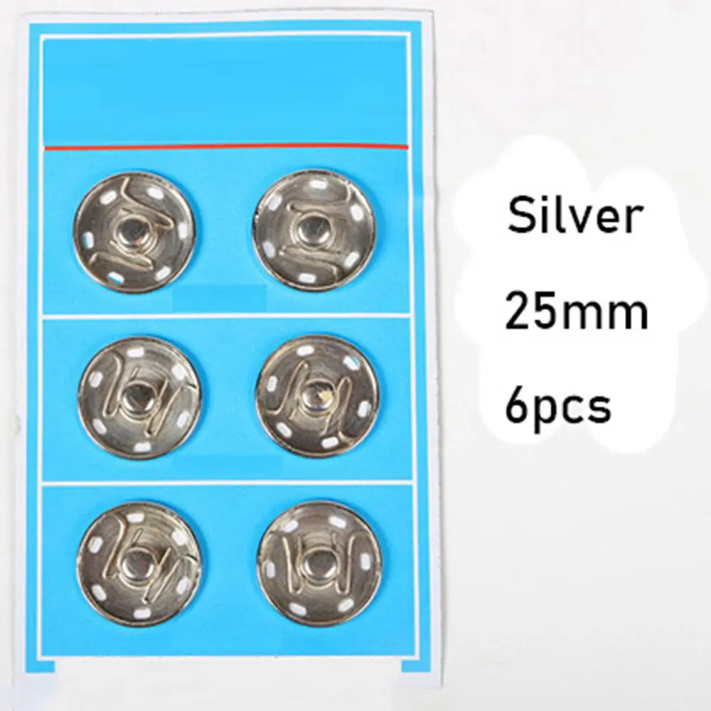 silver 25mm 6pcs 6/12/20/50 шт мини кнопки пряжки ювелирные изделия DIY кукольная одежда маленькой металлической пряжкой Невидимый оснастки для BJD/SD кукла прошитая вручную аксессуары - Цвет: silver 25mm 6pcs