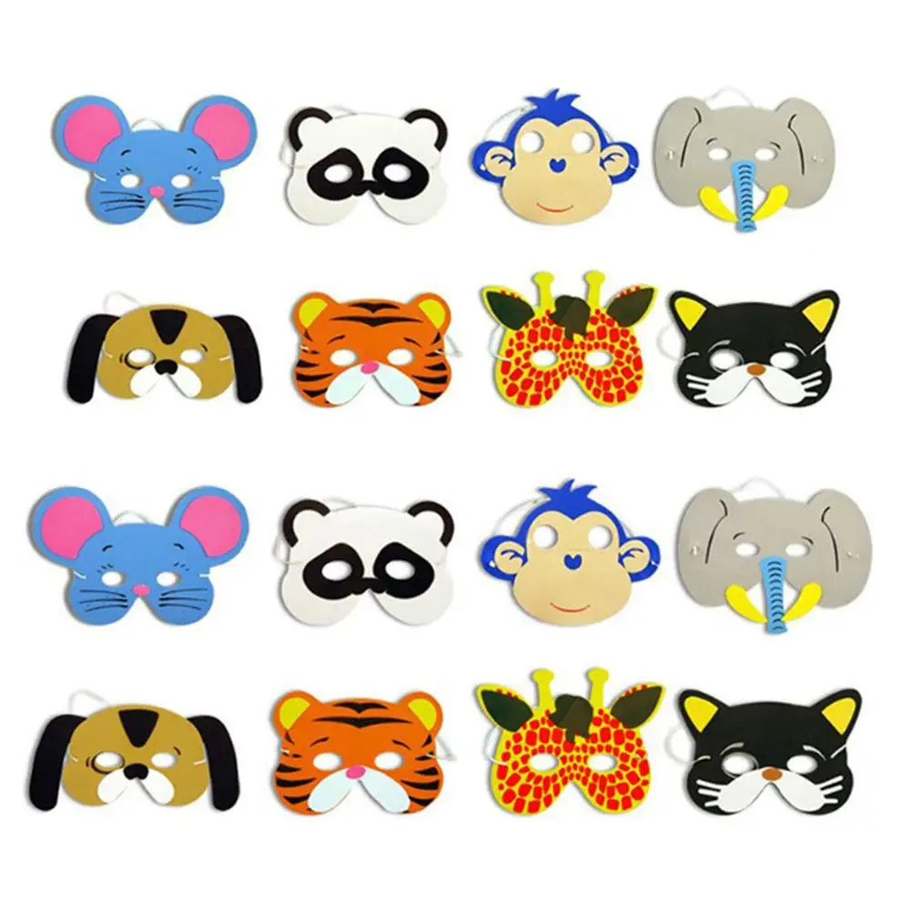 

12pcs Safari Party EVA Foam Animal Masks Jungle Party Supplies Happy Birthday Party Decoration Kids Party Favors Halloween Decor