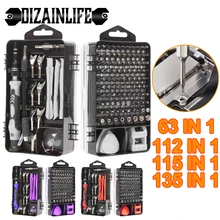 Jeu de tournevis de précision Torx 135/63 en 1, Mini porte-embout à vis magnétique, Kit d'outils manuels professionnels pour la réparation du bricolage