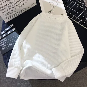 

Sweater Women 2019 Autumn Winter New Solid Color Base Sweater Long Sleeve O Neck Fashion Loose Harajuku Slim Sweater Female Tops
