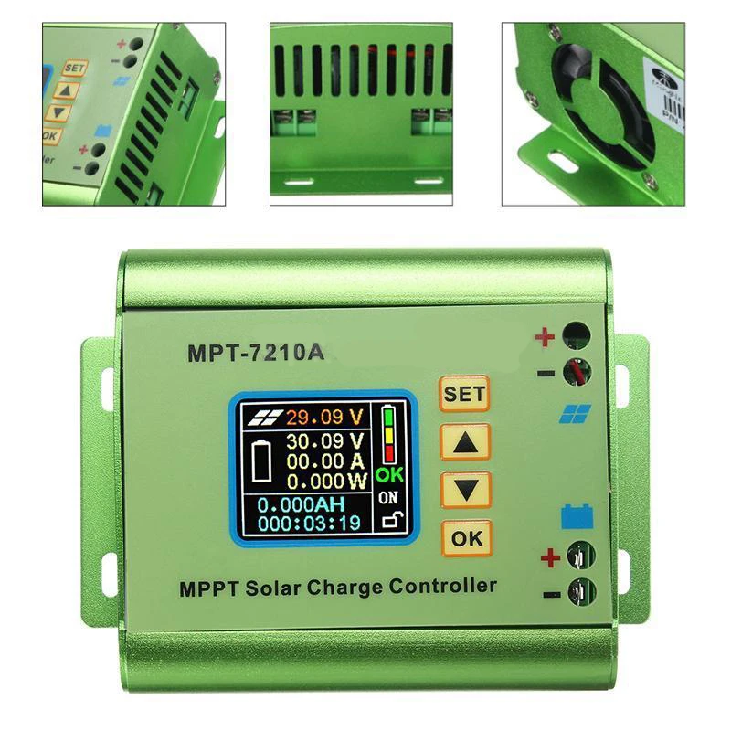 MPT-7210A, ЖК-дисплей, контроллер заряда солнечной батареи, регулятор DC-DC, усилитель напряжения, амперметр, аксессуары для электрического инструмента