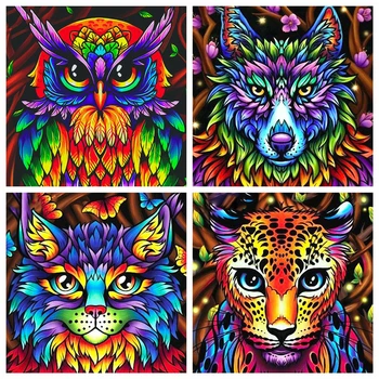 

Huacan Full Square/Round Diamond Painting Cat Animal 5D DIY Diamond Embroidery Mosaic Owl Art Decorations Home