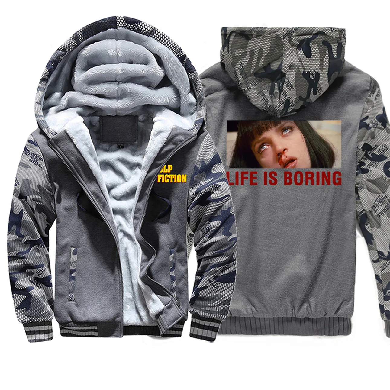 Life is Boring, мужские камуфляжные плотные толстовки с принтом,, зимняя Флисовая теплая брендовая одежда, повседневная мужская толстовка, уличная одежда - Цвет: Dark Gray 6