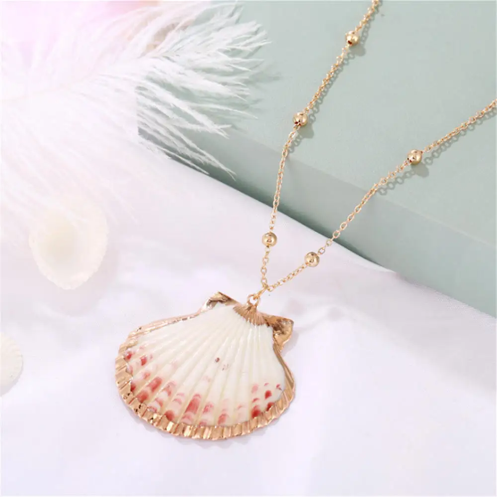 G Boho браслет из прородного белого камня ожерелье из ракушечника для женщин Летний морской пляж золотой моды оболочки кулон ожерелье ювелирные изделия горячая распродажа - Окраска металла: G