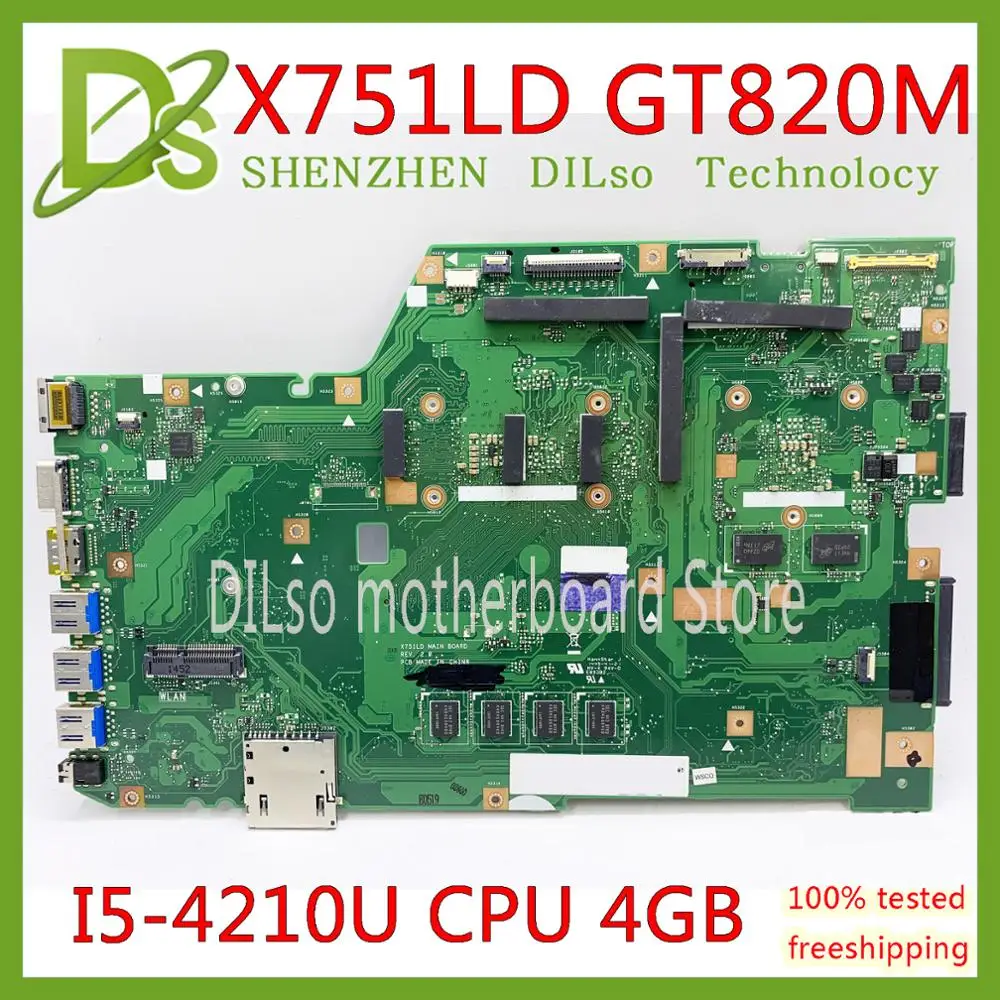 KEFU X751LD для ASUS X751LA X751LAB X751LD X751LB оригинальная материнская плата для ноутбука I5-4210U 4G GT820M оригинальная материнская плата Тест