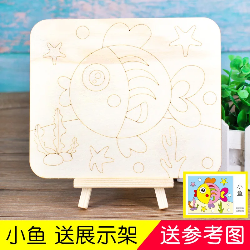 Картина diy Рисование игрушки деревянные доски граффити материалы для детей Дети творческое искусство ручной работы эскизы игрушки для детей - Цвет: Синий