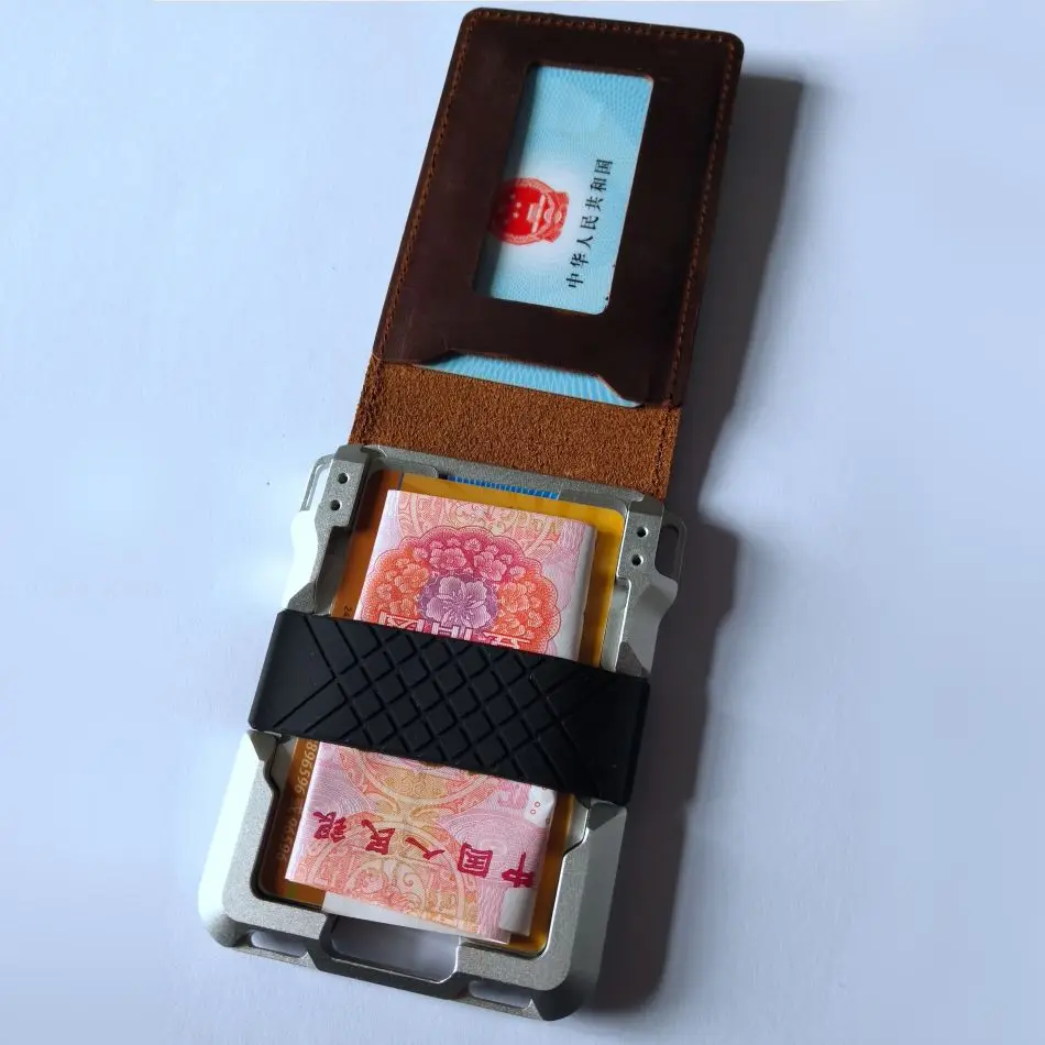 Vintage Rfid Aluminium Metal Genuine Cowhide Leather Card Wallets for Men Women ID Bank Holder Mini Magic Wallet Case | Багаж и сумки