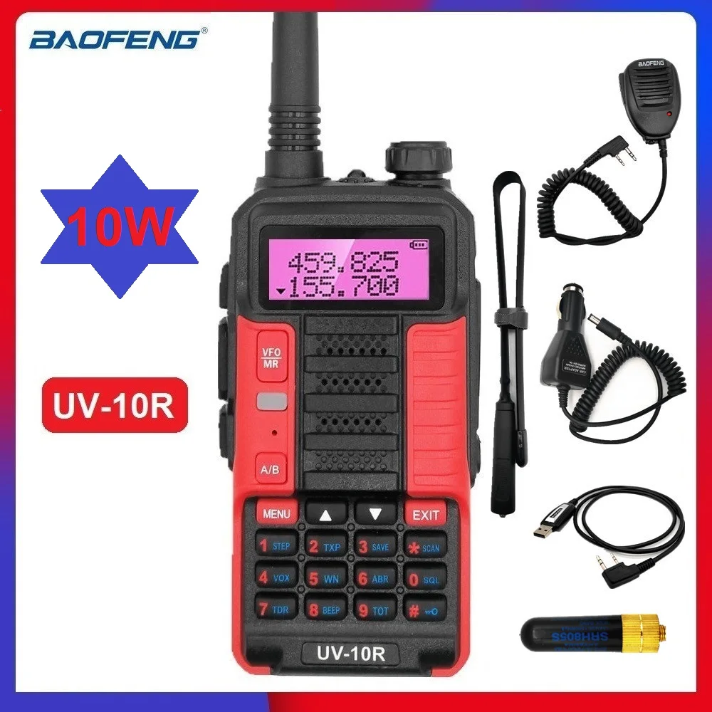 10W Powerful Walkie Talkie Baofeng UV-10R 10W VHF UHF Two Way CB Radio Station Ham Radio Transceiver USB Charging 2021 New