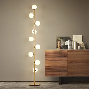 

Gold Modern LED Living Room Standing Lamp Bedside Lights Home Deco Lighting Glass Ball Fixtures Nordic Bedroom Floor Lamps