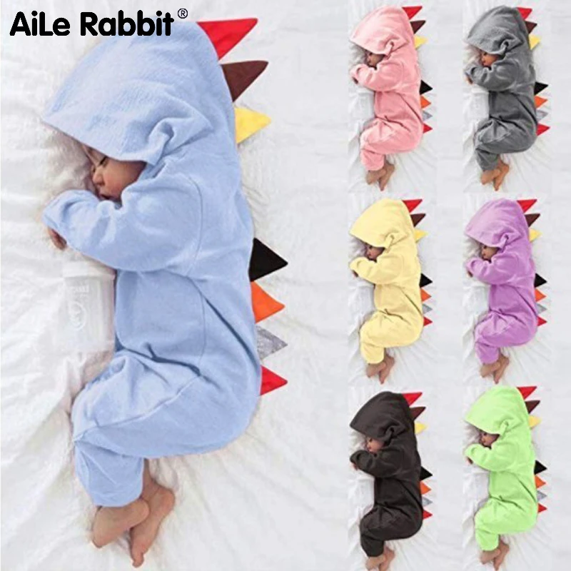 

2019 Spring And Autumn Baby Boys Romper Onesies Cartoon Dinosaur Style Clothes Infant Boy Baby Clothes
