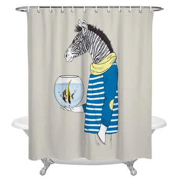 

Zebra Aquarium Fish Stripes Waterproof Fabric Shower Curtain Polyester Shower Curtains Bathroom Decoration Accessories Cortinas