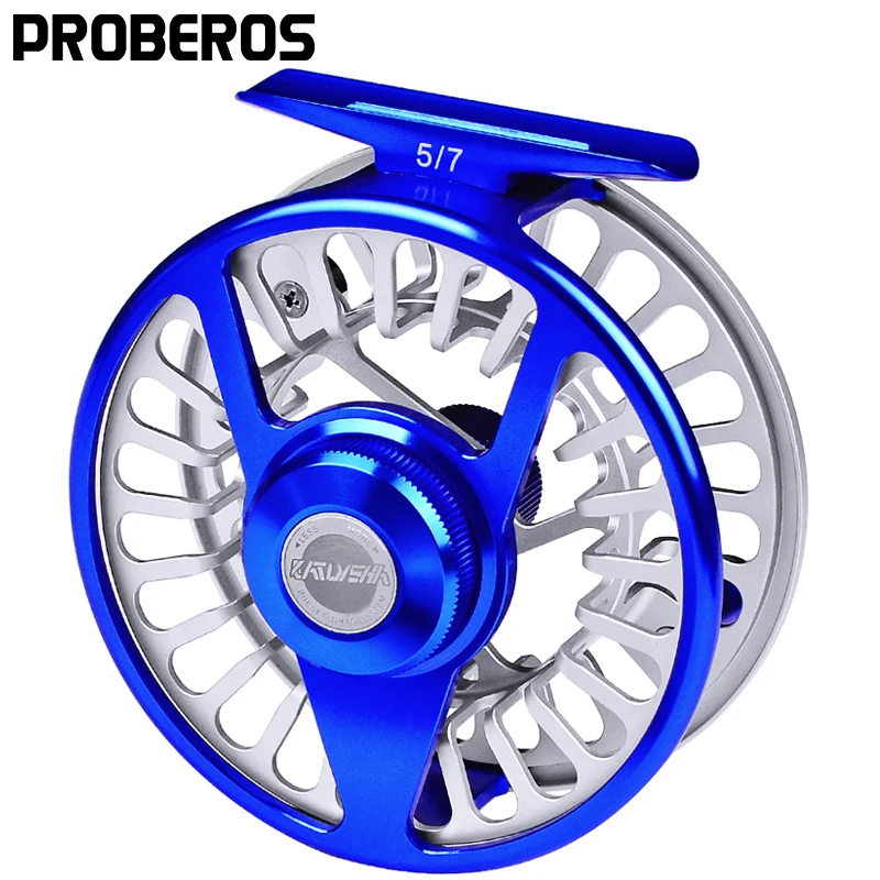 

Рыболовная катушка для ловли нахлыстом PROBEROS, 3 + 1 шарикоподшипник, синяя и серебристая, с ЧПУ, правая и левая ручки, алюминиевая