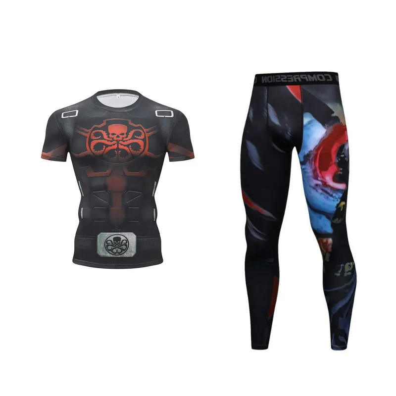 Компрессионная футболка BJJ MMA Rashguard мужские спортивные костюмы новые 3D комплекты