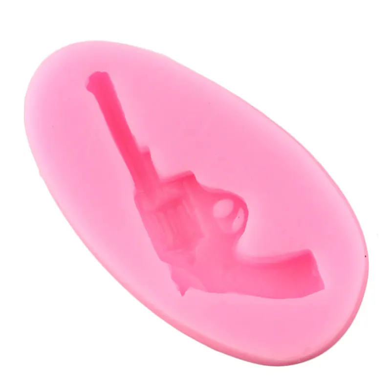 Revolver Handgun Silicone Mold Pistol Baby Birthday Cupcake Topper Fondant Cake Decorating Tools Candy Chocolate Gumpaste Molds