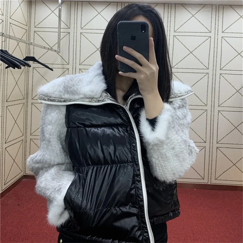 Толстые теплые куртки-пуховики из 90% белого утиутиного пуха для женщин, вязаный воротник из натурального меха норки, короткий пуховик с длинным рукавом, зимняя куртка на утином пуху