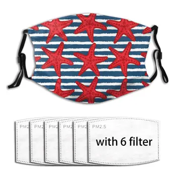 

Starfishes On Navy Striped Adults Mask With Replaceable Filter Dust Mask Face Mask