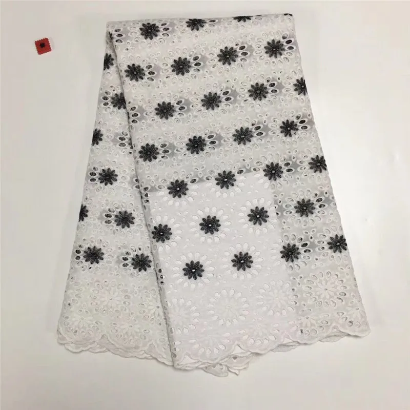 5 ярдов швейцарская кружевная ткань последние с крупным бисером вышивка африканские хлопчатобумажные ткани швейцарская вуаль кружева популярный Дубай Стиль 12L0925