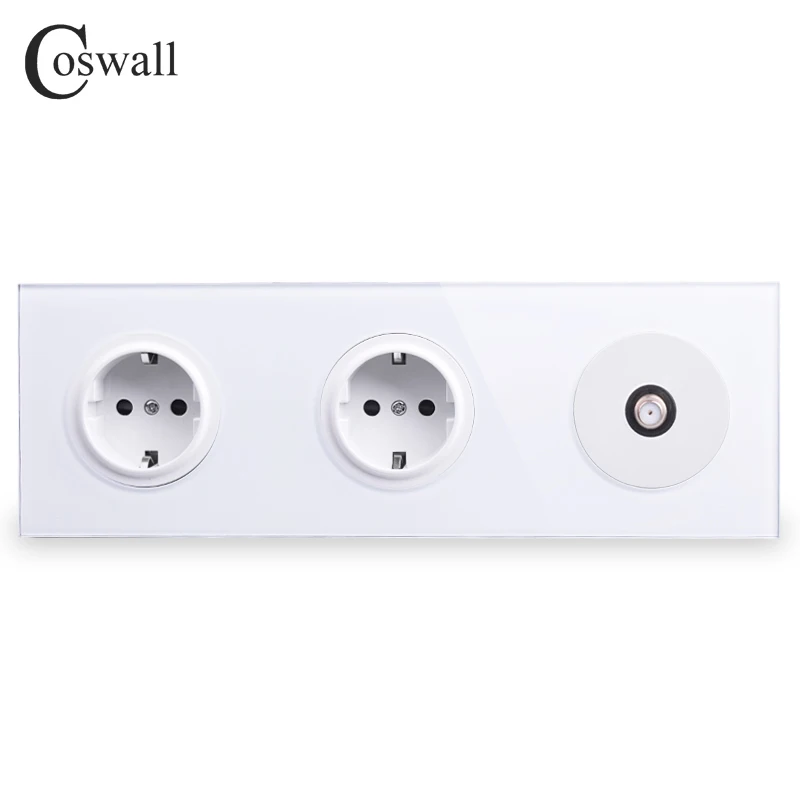 Панель Coswall из закаленного стекла 16 А двойная настенная розетка европейского
