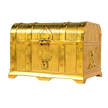 

LBER Pirate Treasure Chest Decorative Treasure Chest Keepsake Jewelry Box Plastic Toy Treasure Boxes Party Decor Large Size Elec