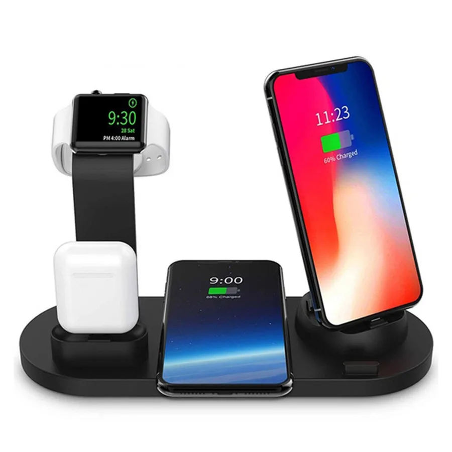 3 в 1 Qi 10 Вт для iphone xiaomi samsung для AirPods smartwatch USB type c Беспроводная Быстрая зарядка Индукционная зарядка док-станция