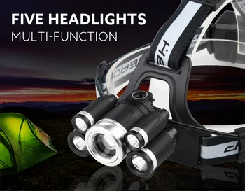 

LED Headlamp USB Rechargeable 5 Modes Zoomable Headlight For Camping Hiking Headlamp Flashlight 5 Led Headlamp