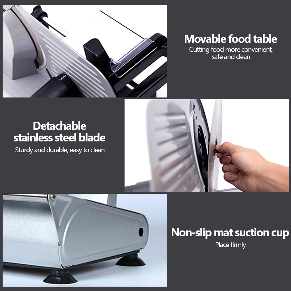 220V 150W Electric Meat Slicer Household Cut Mutton Roll Slicer Beef Meat Slicer Bread Frozen Meat Planer Cutter Adjustable Knob
