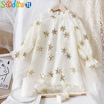 

Sodawn Girl Dress 2020 Spring Autumn Long Sleeve Star Printed Fairy Mesh Princess Party Toddler Kid Clothes For 1-6Y