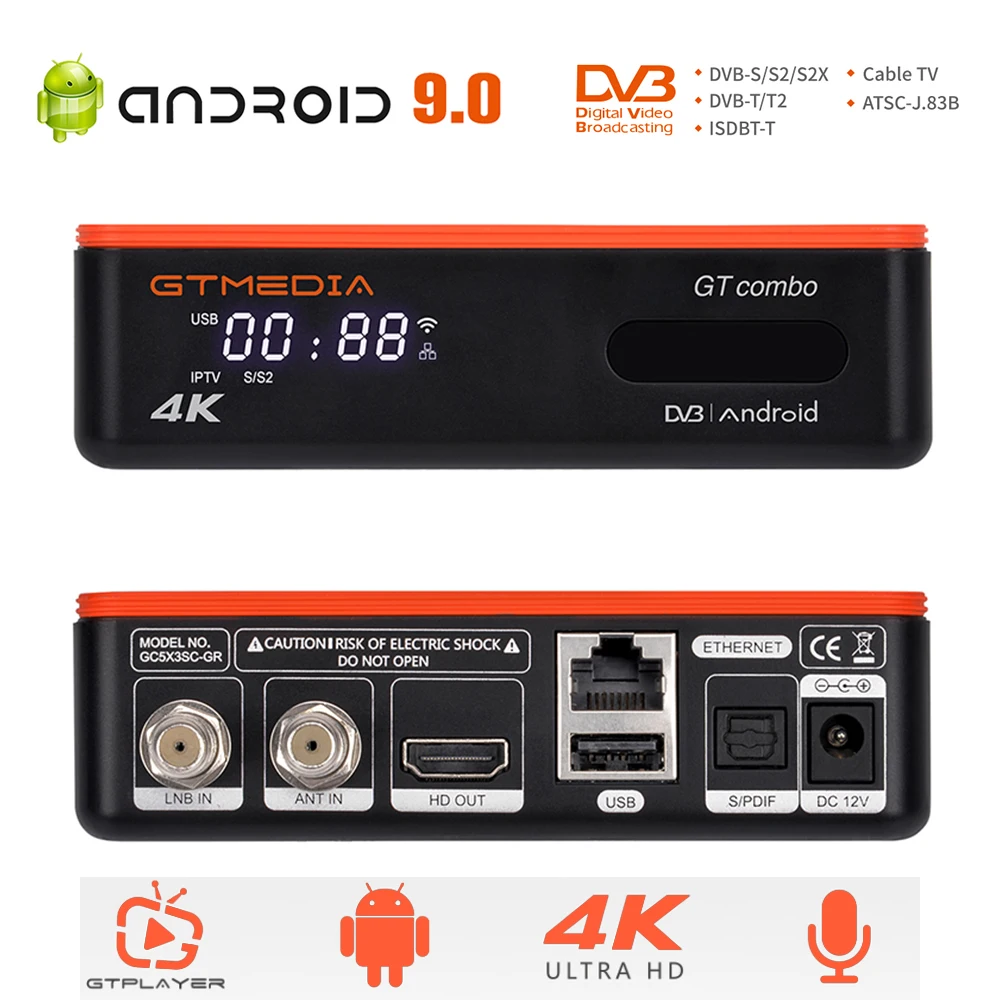 4k/8K Android DVB ТВ коробка GTMEDIA GTCOMBO DVB-S2X + DVB-T2 H.265 10 бит спутниковый Наземное приемник