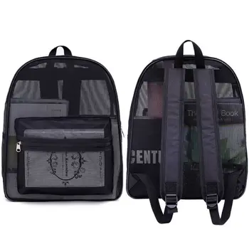 

Women's Mini Backpack Mesh Fabric Zipper Solid Black Perspective Bag Casual Fashion Satchel