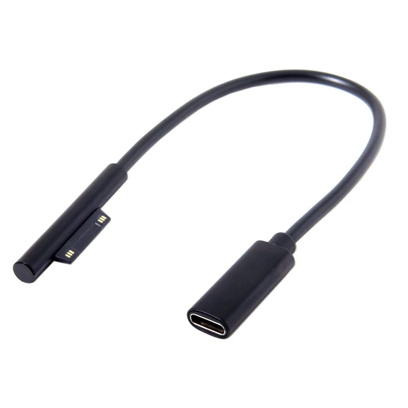 0,2 м женский USB-C зарядный кабель для Microsoft Surface Pro 6/5/4/3 Поверхность ноутбука 1/2, 45Вт 15В PD кабель для зарядки