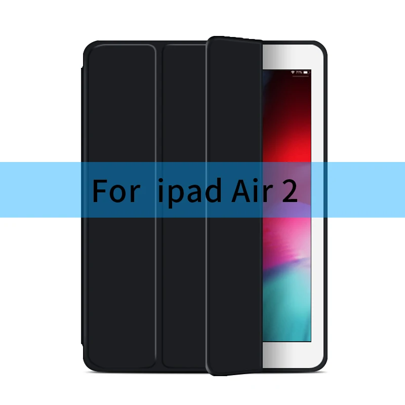 Для iPad Air 2 Air 1 чехол 9,7 дюймов Funda силиконовый мягкий чехол для задней панели из искусственной кожи Смарт A1566 A1474 A1475 A1567 чехол поколения Чехол - Цвет: Air2-Black