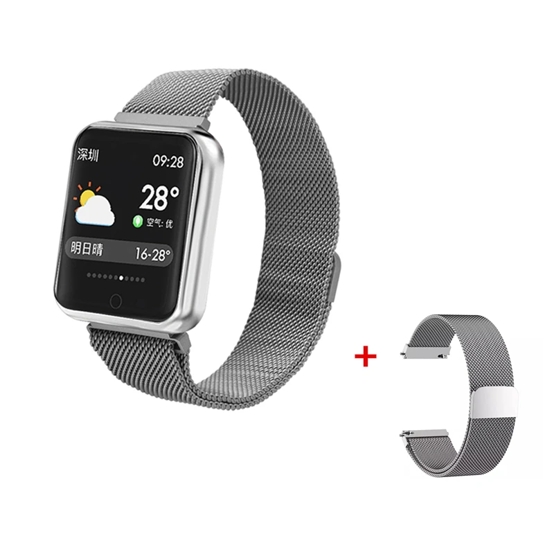 White Strap Bluetooth Smartwatch P68 Поддержка кровяного кислорода давления пульса IP68 водонепроницаемый браслет для смарт-часов для xiaomi huawei iphone - Цвет: White Strap