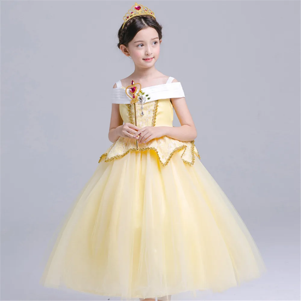 only dress Одежда для девочек; одежда для сна и красоты; Детский костюм принцессы Авроры с длинными рукавами; рождественское платье для костюмированной вечеринки для девочек - Цвет: only dress