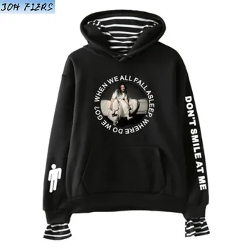 

Billie Eilish Teenage Singer Idol 2D Fake Two Hoodies Fashion Kpop Hoodies Sweatshirt 2019 Trend Street Casual Wear Sweatshirt