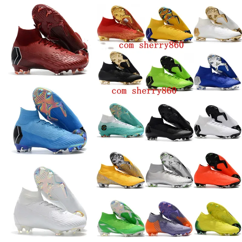 

2019 mens soccer shoes Mercurial Superfly VI 360 Elite Neymar Ronaldo FG football boots SuperflyX VI CR7 IC high ankle soccer cl