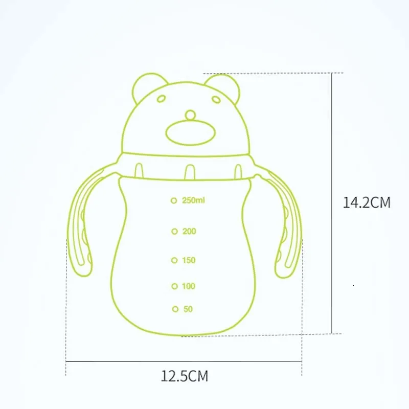 250 мл/9 унций BPA бесплатно, Мультяшные чашки для детей ясельного возраста, бутылка для воды с ручками, детская чашка без масла для 6m+, для путешествий и школы