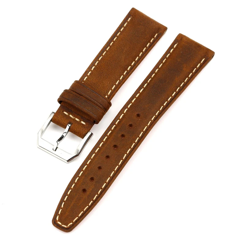 PSTARY 20 мм 22 мм винтажный матовый коричневый желтый кожаный ремешок для IWC Crazy Horse кожаный ремешок мужские часы аксессуары коричневый ремень