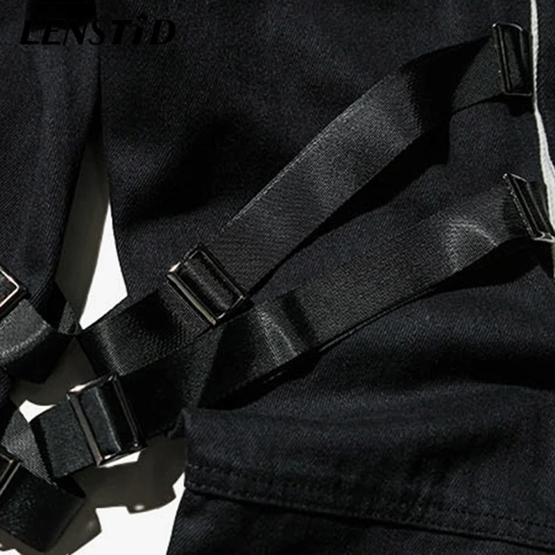 LENSTID Harajuku хип карго брюки уличная мужские джоггеры лента большие шаровары с карманами тактические брюки хлопок повседневные брюки