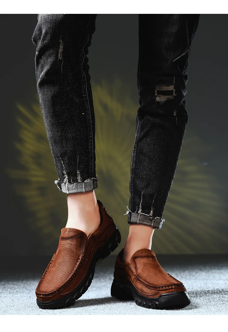 High quality Men casual Shoes Guenuine Leather Men Shoes Spring Autumn Oxfords Shoes for Man Footwear Fashion Design Heavy Flats