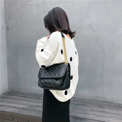 EASYSMALL, женские сумки через плечо и сумочки, кошельки, женские пляжные сумки на цепочке, сумка через плечо, клатч, женская соломенная сумка - Цвет: black L