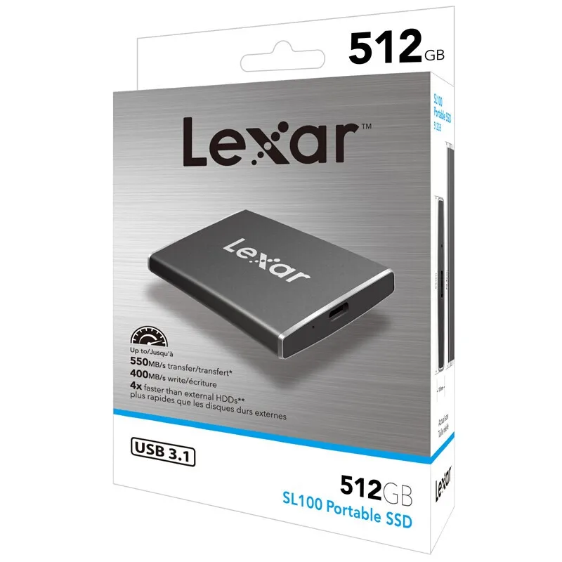 Lexar SL100 портативный SSD USB 3,1 Gen2 внешний SSD жесткий диск HDD 550 МБ/с./с 512 ГБ 240 ГБ твердотельные диски внешний жесткий диск