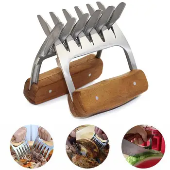 

2Pcs Meat Handler Bear Metal Claw BBQ Beef Shredding Pulling Fork Cooking Tool