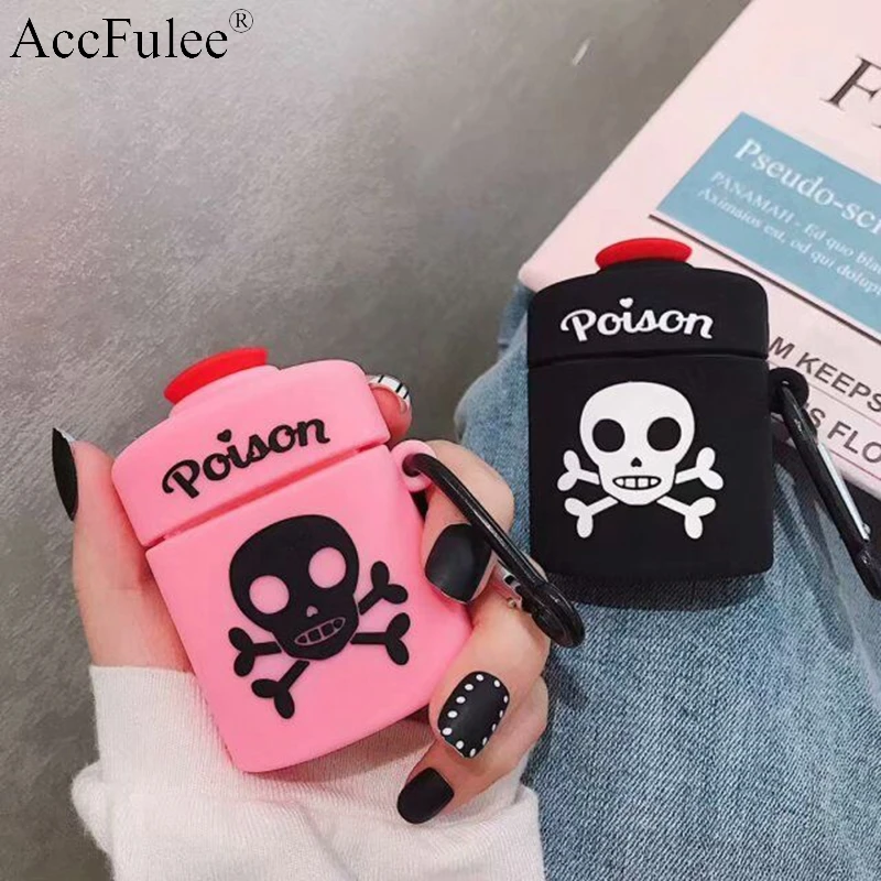 Чехол для наушников AirPods 2 с милым 3D рисунком яда черепа, кости, чехол для Apple Airpod, мягкий силиконовый защитный чехол, Funda