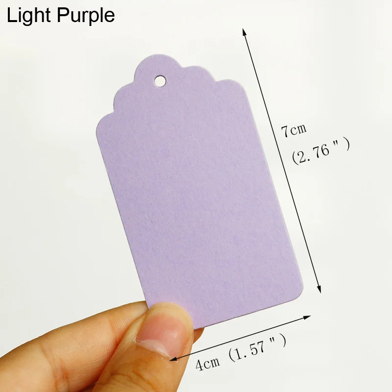 Light Purple 50 шт. подарочные бирки, цветные подарочные упаковочные бумажные бирки, бирки на свадьбу, день рождения, сумки, ценники, этикетки, сделай сам, ткань для шитья, поставка - Цвет: Light Purple