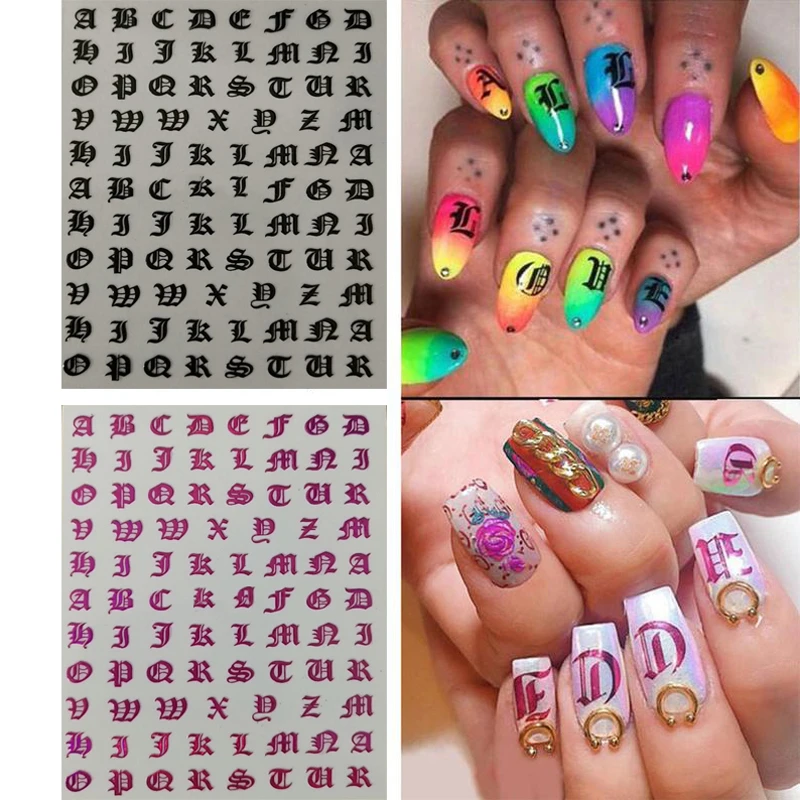 5sheet Lot 3d Letter Nail Art Sticker Nail Decal 8 Colors Art Latin Roman English Alphabet Letter 3d Nail Art Sticker Hjynm036 Stickers Decals Aliexpress