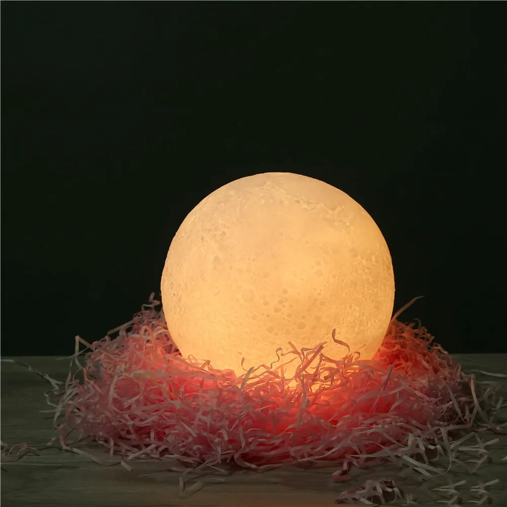 3D Printing Galaxy Moon Light LED Night Light USB Creative Rechargeable Touch Home Decoration Globe BedroomChildren Lover Gift