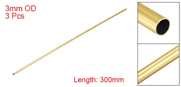 Uxcell 1 мм 2 мм 3 мм 4 мм 5 мм 6 мм 7 мм 8 мм 9 мм 10 мм OD латунная круглая трубка 0,2 мм ID бесшовные прямые трубы 300 мм длина