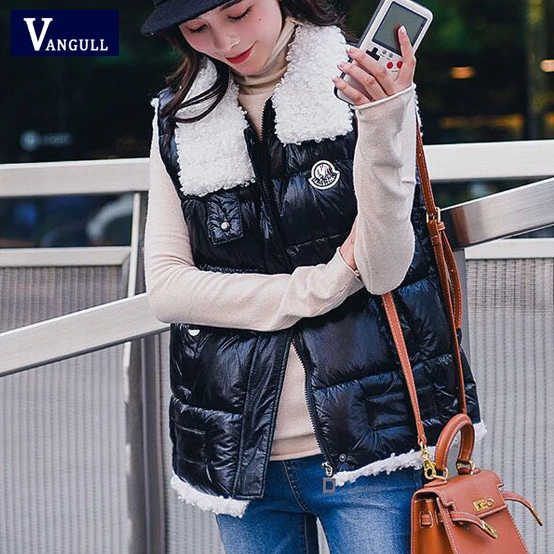 Vangull/женские жилеты, зимняя верхняя одежда, Теплый Бархатный кардиган-безрукавка, жилет, осенний плотный короткий жилет на молнии серебристого цвета