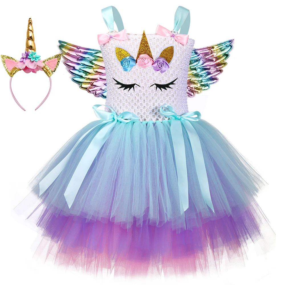 Pastel Girls Lol Unicorn Tutu Dress 3 Layers Tulle Princess Girl Birthday Party Dresses Kids Halloween Dolls Costume | Детская одежда и